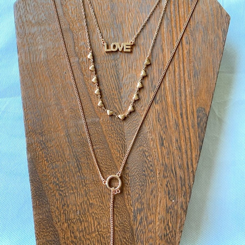 Lux Rose Gold Love Triple Necklace